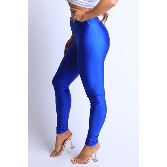 Women's Stretch Skinny Shiny Active Zipper Front Yoga Club Party Leggings Pants - Picture 8 of 10